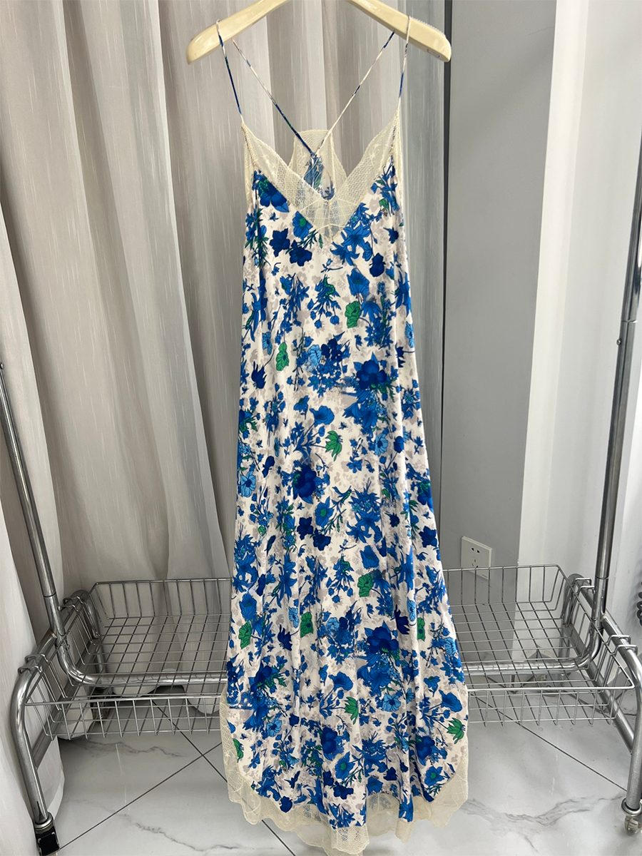 Lucia – Lace Embroidery V-Neck Silk Midi Dress For Women