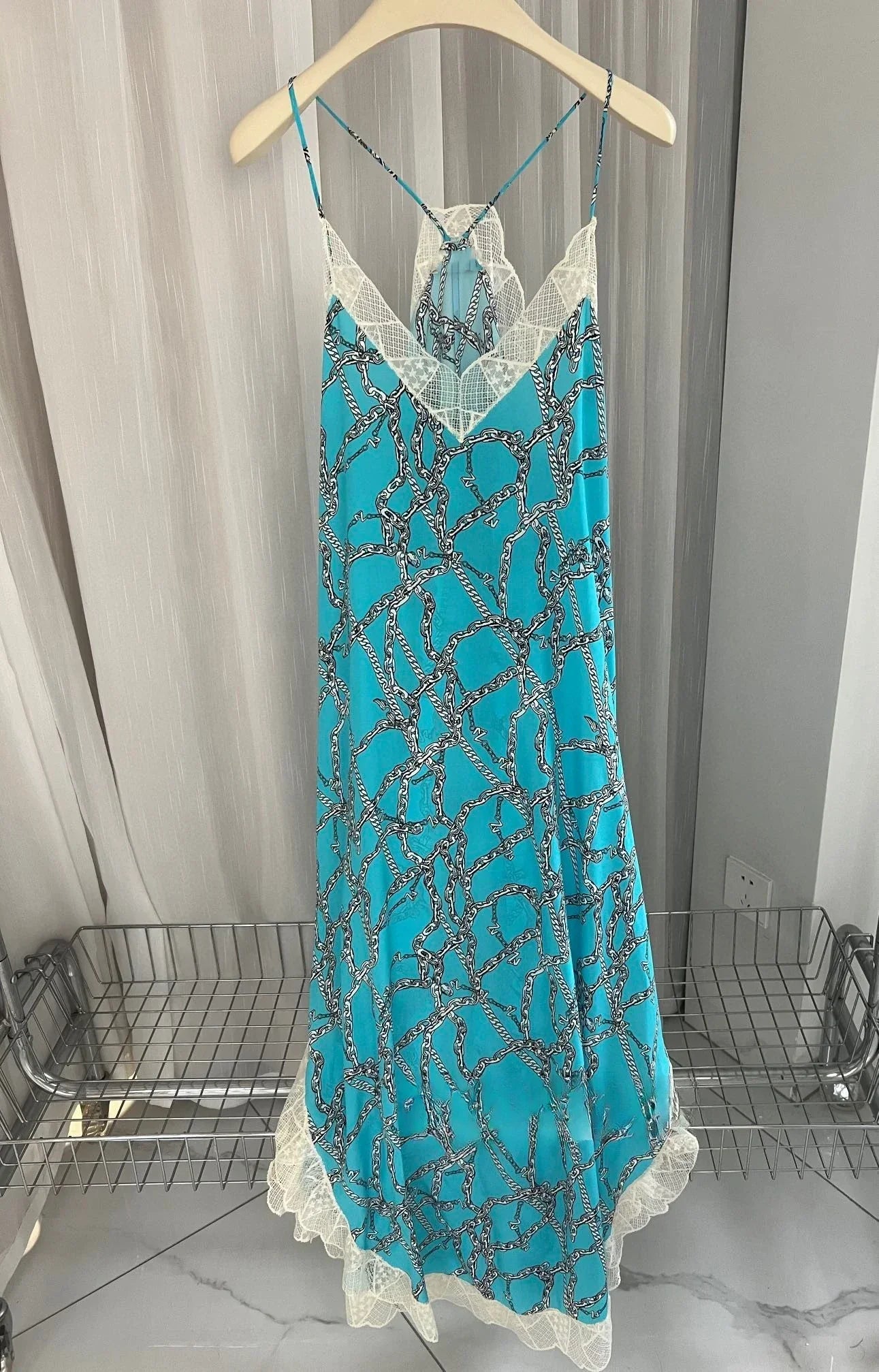 Lucia – Lace Embroidery V-Neck Silk Midi Dress For Women