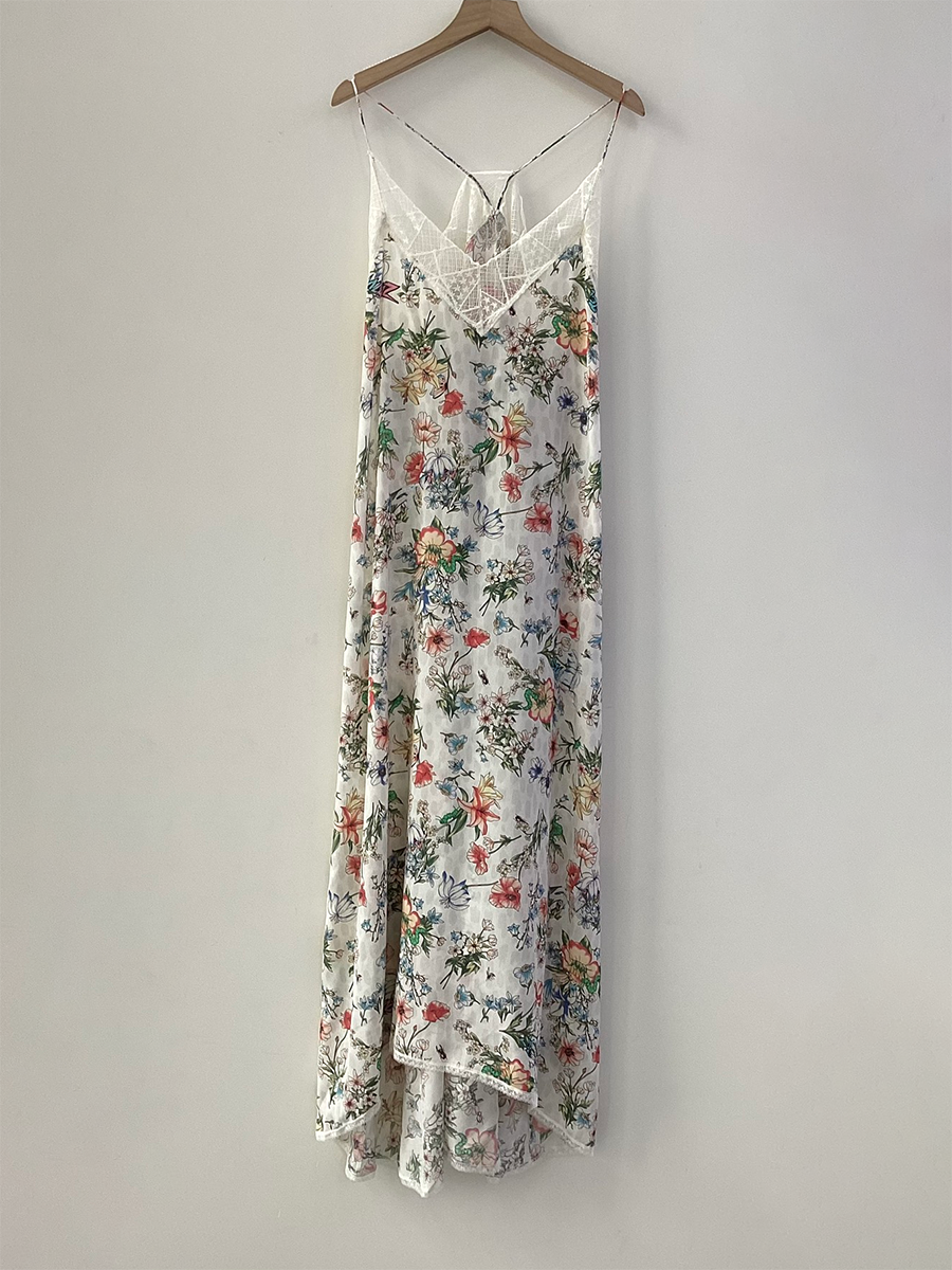 Lucia – Lace Embroidery V-Neck Silk Midi Dress For Women