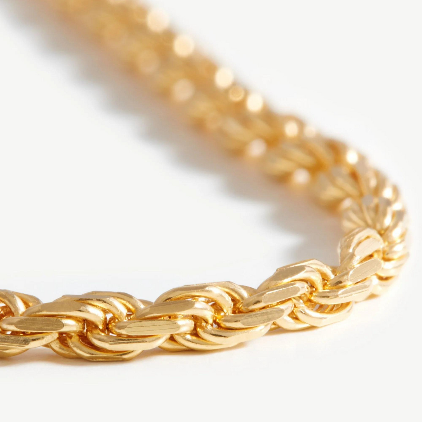 Rope Chain Necklace, 925 Silver, 18K Gold Plated