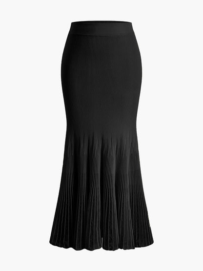 Mesh Panel Pleated Skirt