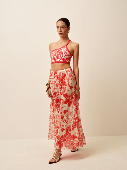 Mesh Printed Cover-Up Skirt