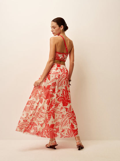 Mesh Printed Cover-Up Skirt