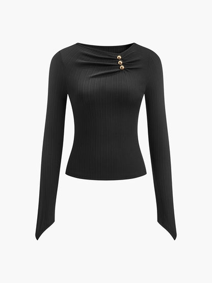Metal Detail Pleated Blouse