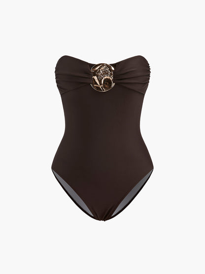 Metal Detail Twist Front One-Piece Swimsuit