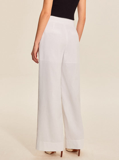 Mid-Waist Wide-Leg Pants With Pockets