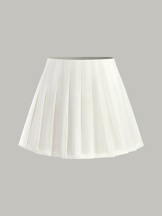 Mid-Waisted Pleated Skirt