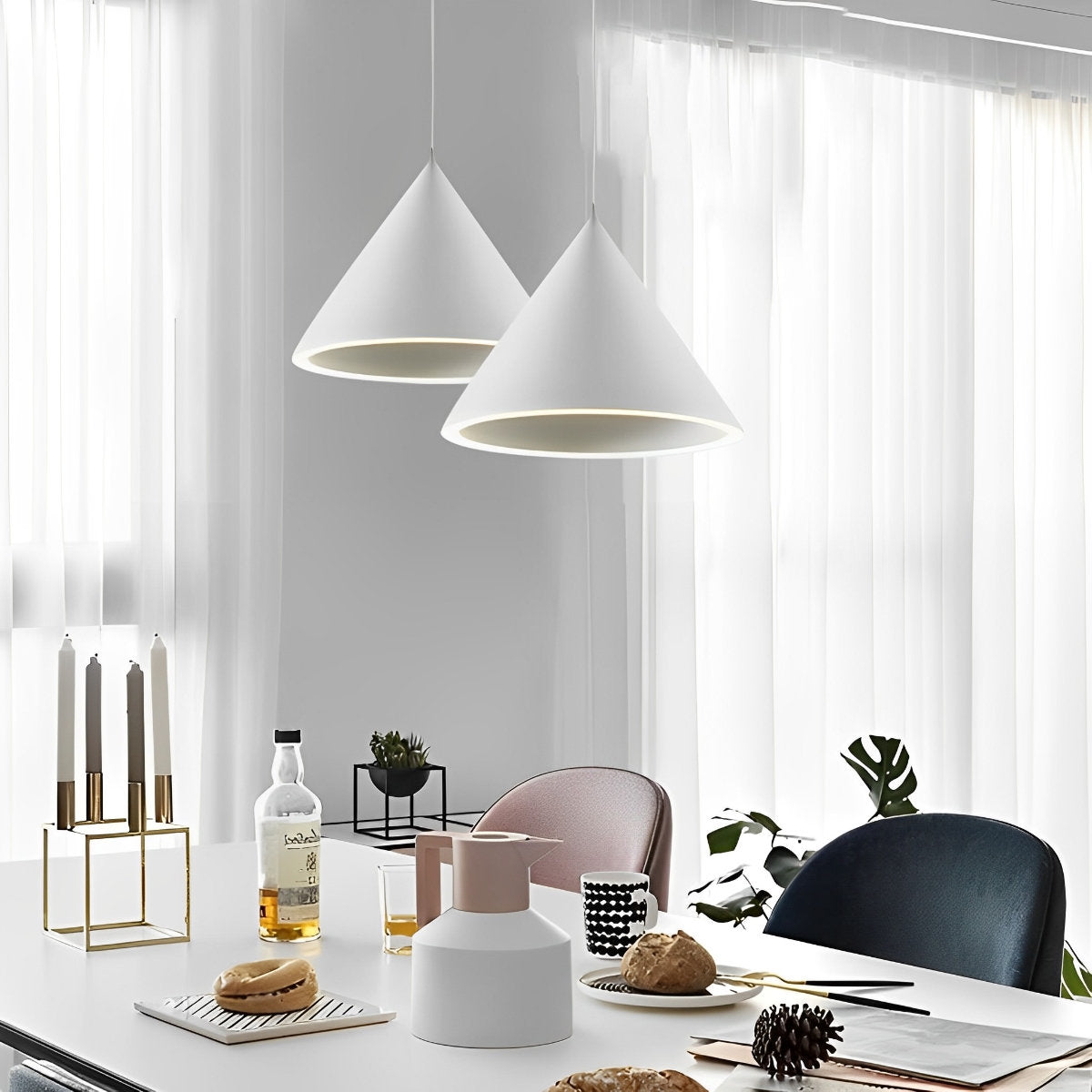 Minimalist Conical LED Macaron Color Pendant Light Island Lighting Chandelier