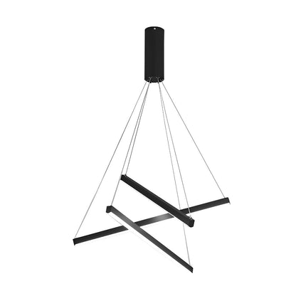 Minimalist Strip Stepless Dimming LED Black Modern Chandelier with Remote