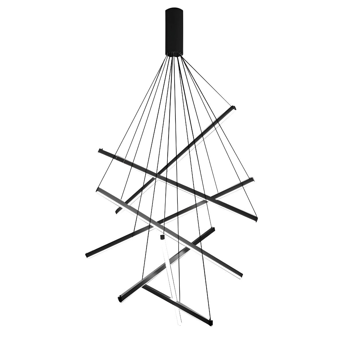 Minimalist Strip Stepless Dimming LED Black Modern Chandelier with Remote