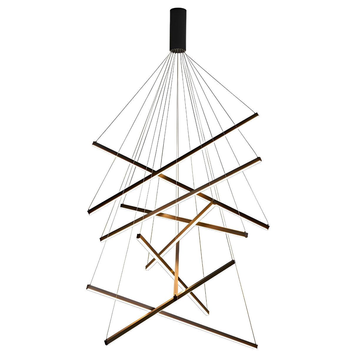 Minimalist Strip Stepless Dimming LED Black Modern Chandelier with Remote