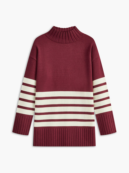 Sweter Miss Paris z golfem i paskami
