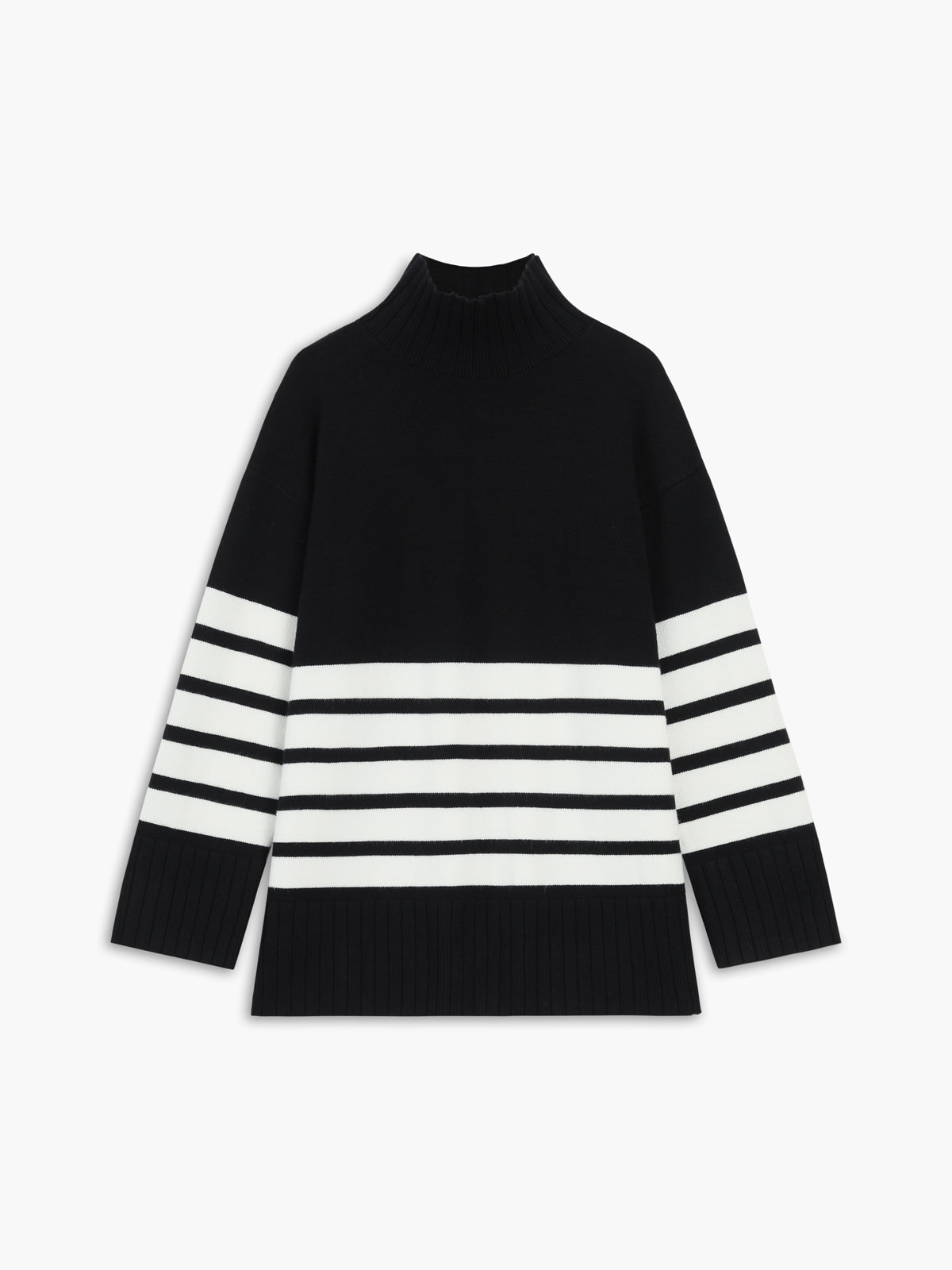 Sweter Miss Paris z golfem i paskami