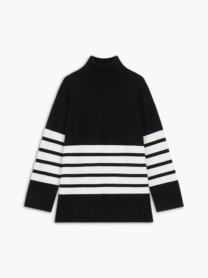 Sweter Miss Paris z golfem i paskami
