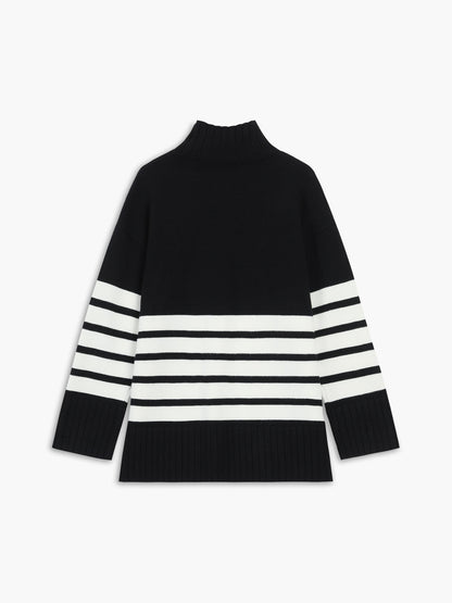 Sweter Miss Paris z golfem i paskami