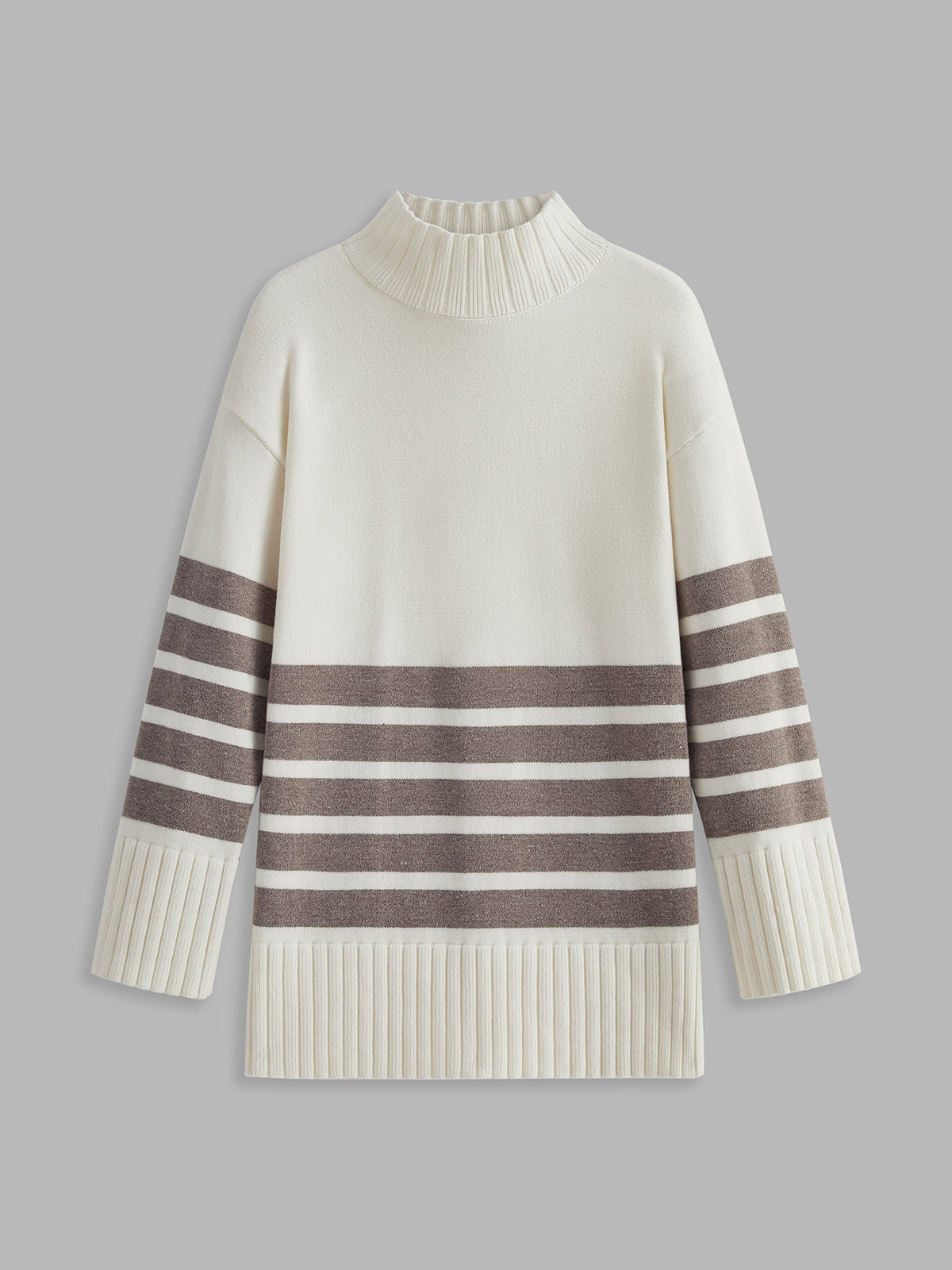 Sweter Miss Paris z golfem i paskami
