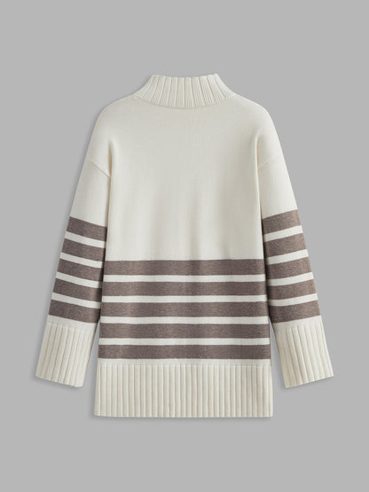Sweter Miss Paris z golfem i paskami