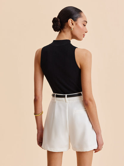 Mock Neck Keyhole Knit Vest