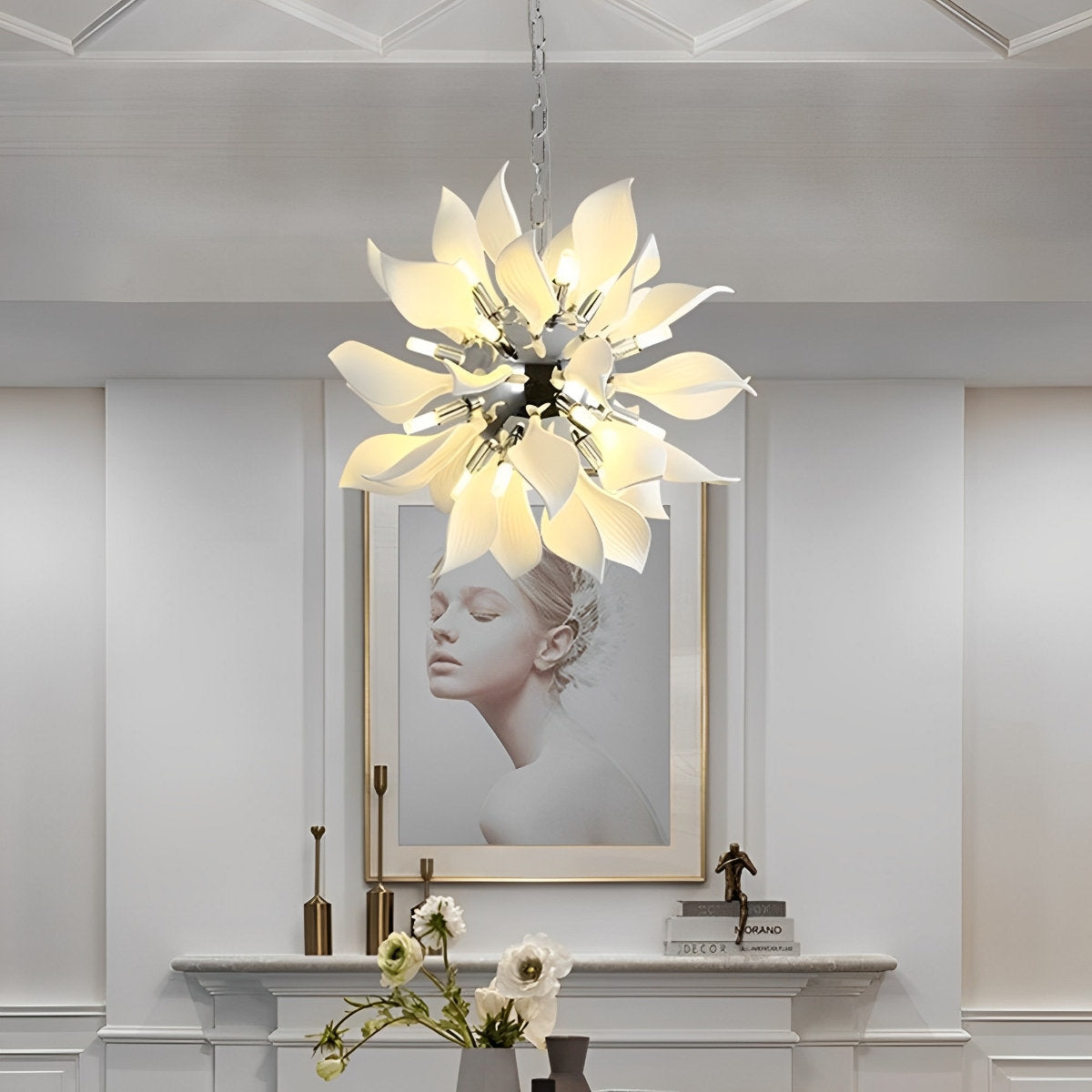 Modern Ceramics Flower Art Chandelier Light