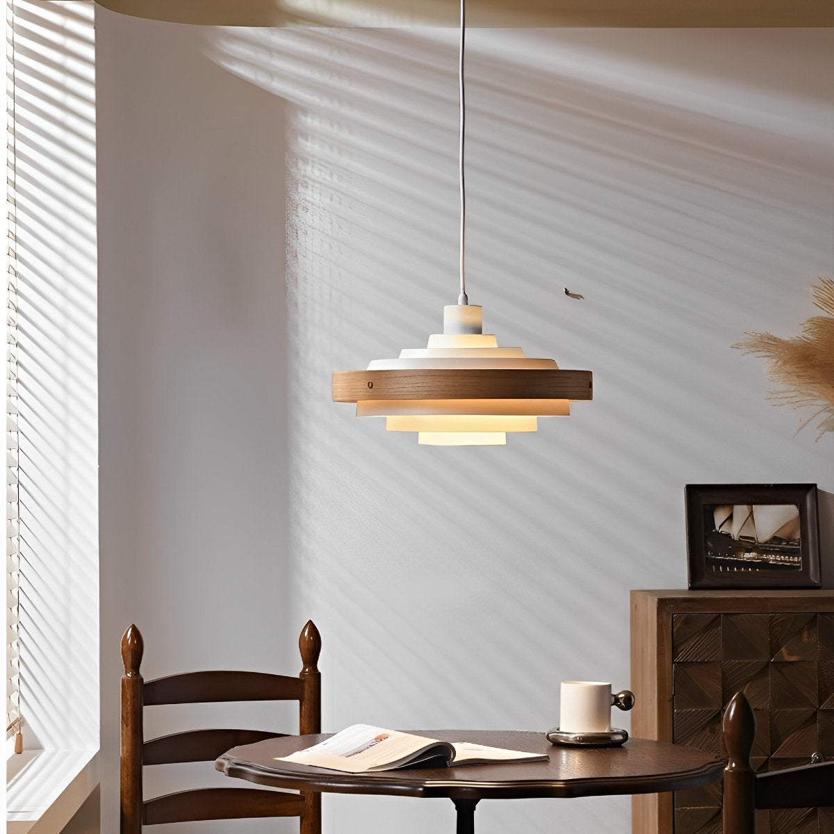Modern Minimalist Shaded Drum Pendant Light