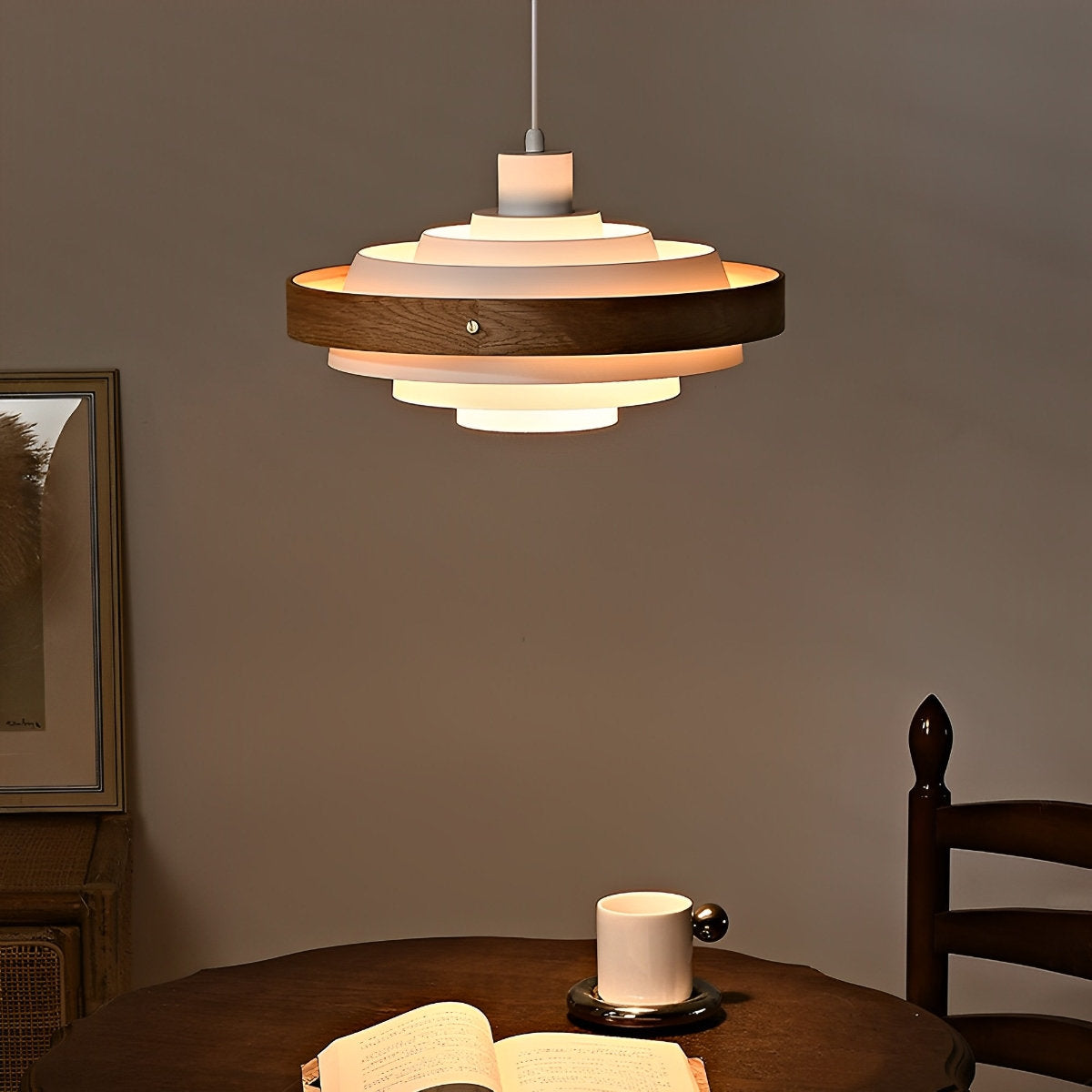Modern Minimalist Shaded Drum Pendant Light