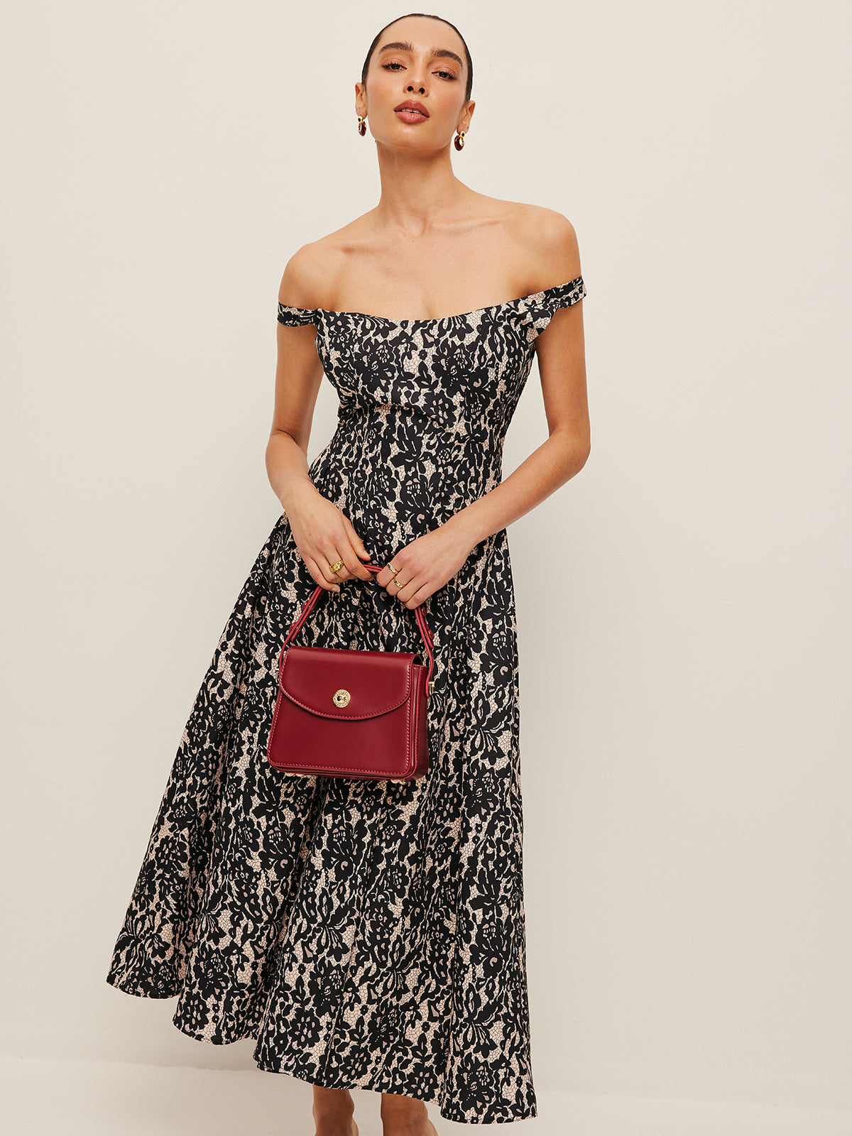 Off-Shoulder Floral Print Dress