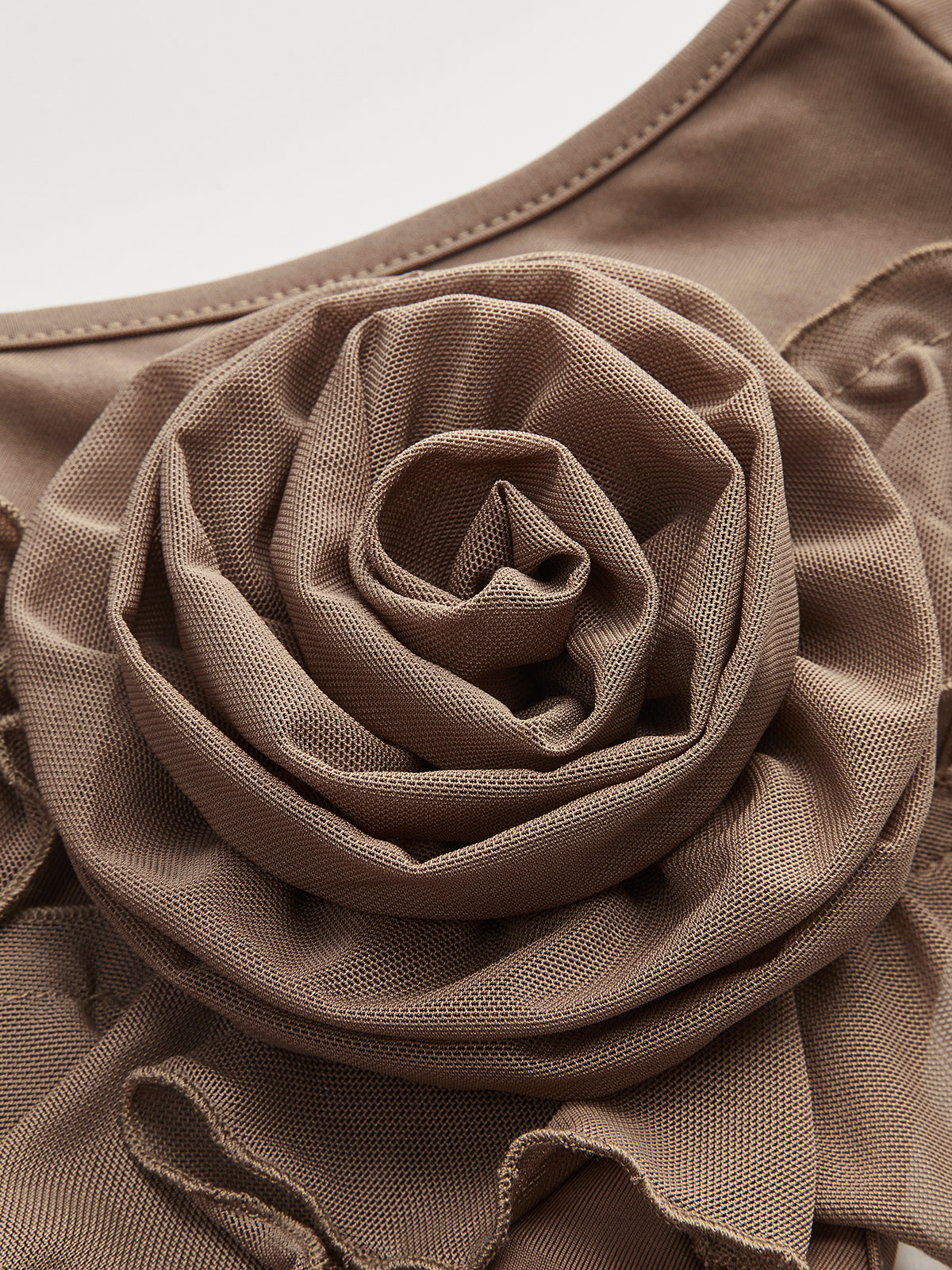 One-Shoulder Ruffled Rosette Detail Top