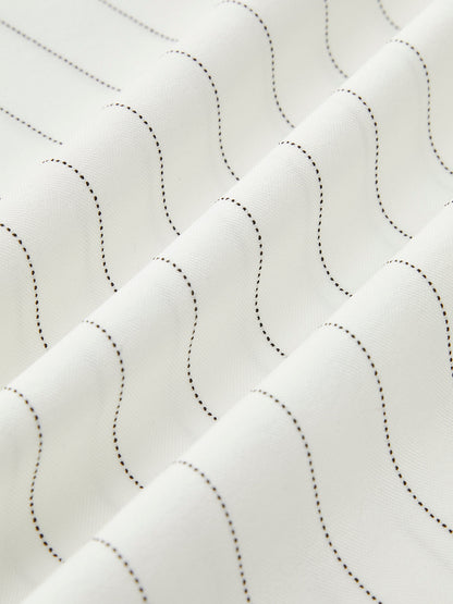 Pinstriped PU-Trimmed Wide-Leg Pants