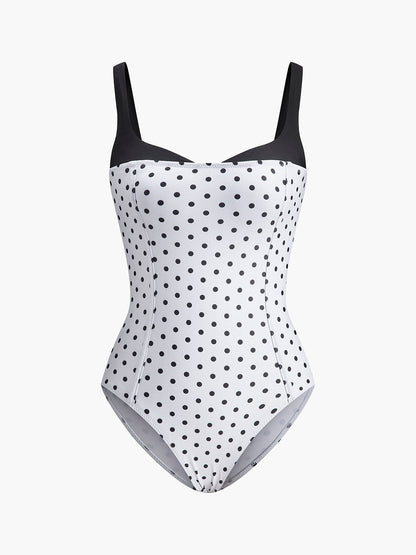 Polka Dot Contrast One-Piece Swimsuit
