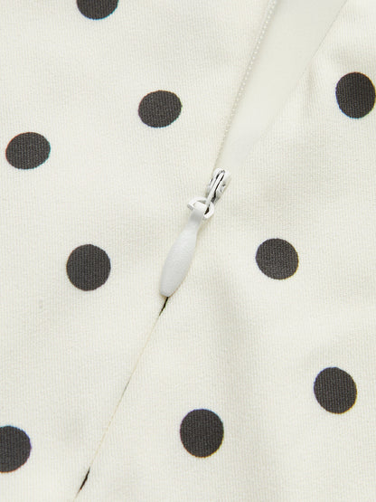 Polka Dot Lace-Up Back Dress