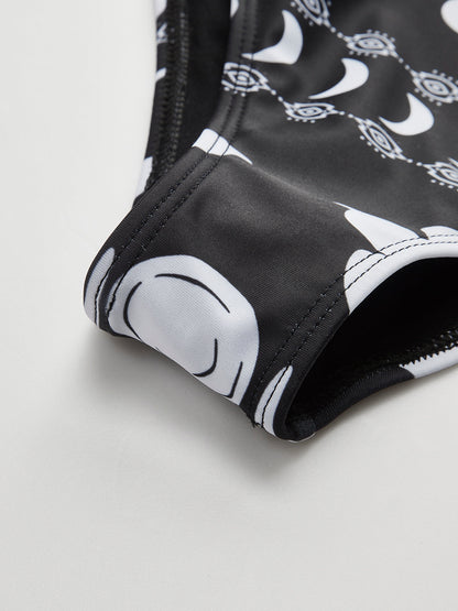 Printed Cutout V-Neck One-Piece Swimsuit