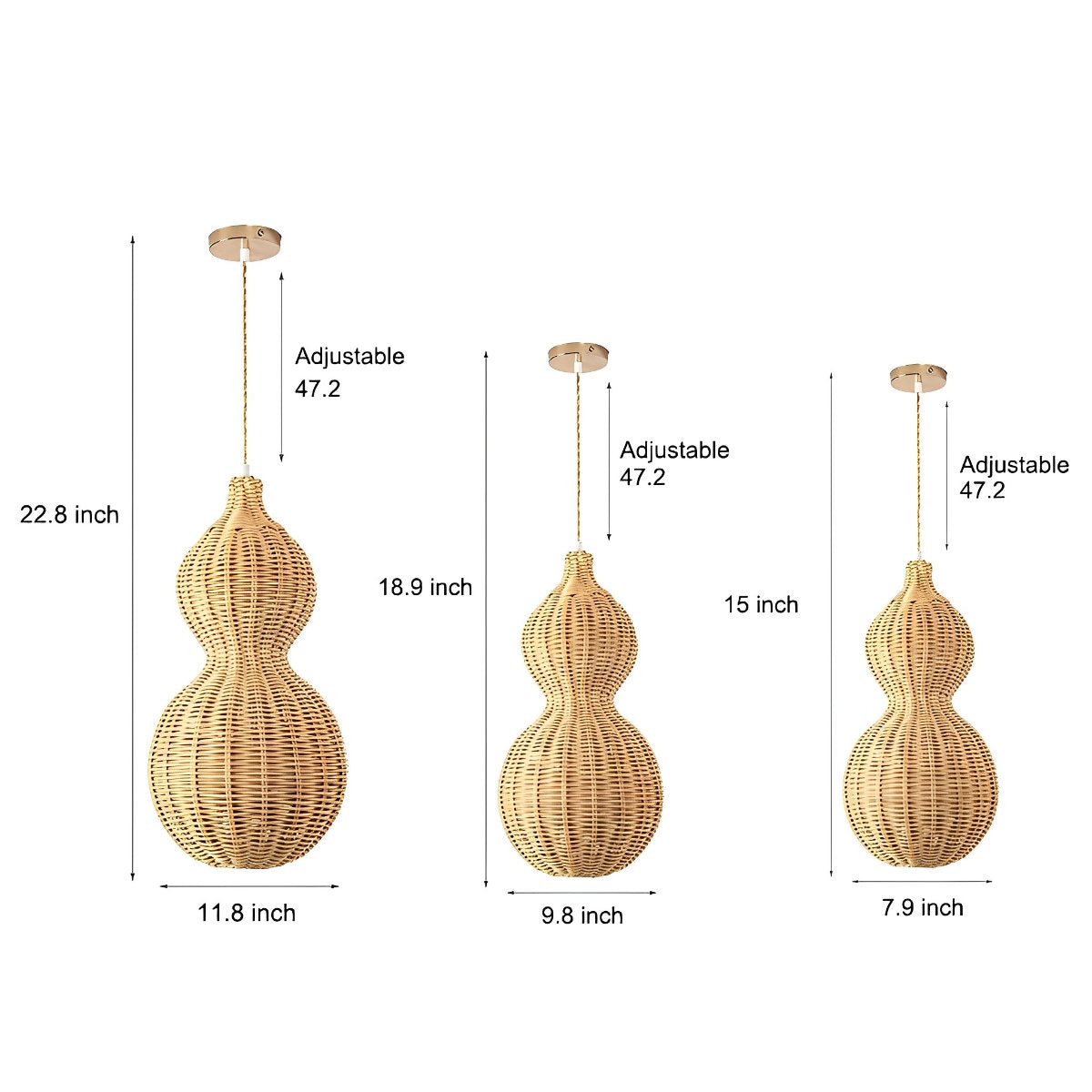 Rattan Gourd Waterproof Retro Outdoor Chandelier Porch Lights