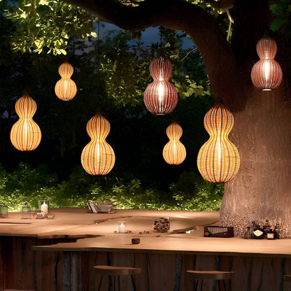 Rattan Gourd Waterproof Retro Outdoor Chandelier Porch Lights