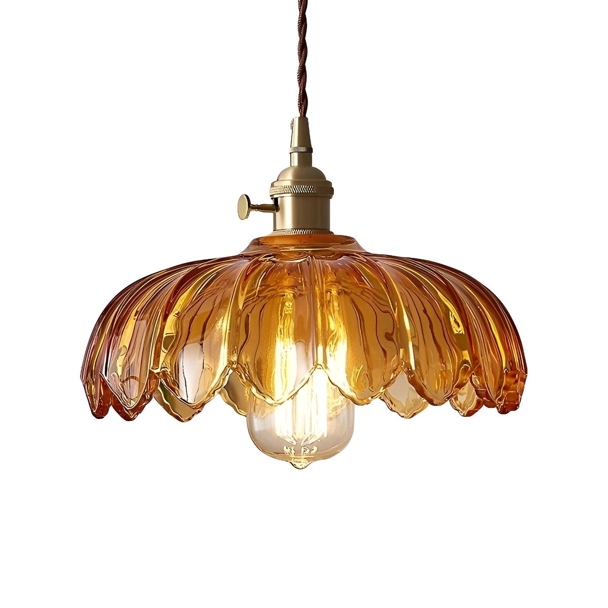 Retro Flower Glass Brass Kitchen Pendant Lighting Chandelier Hanging Lamp
