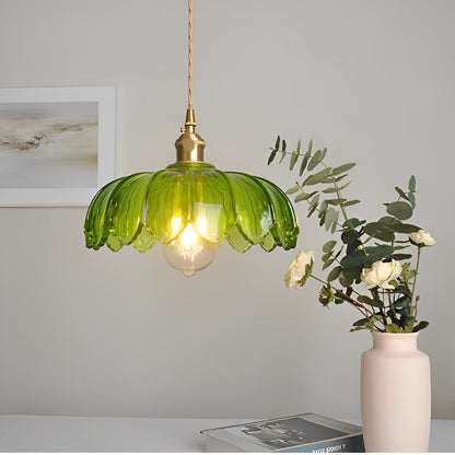 Retro Flower Glass Brass Kitchen Pendant Lighting Chandelier Hanging Lamp