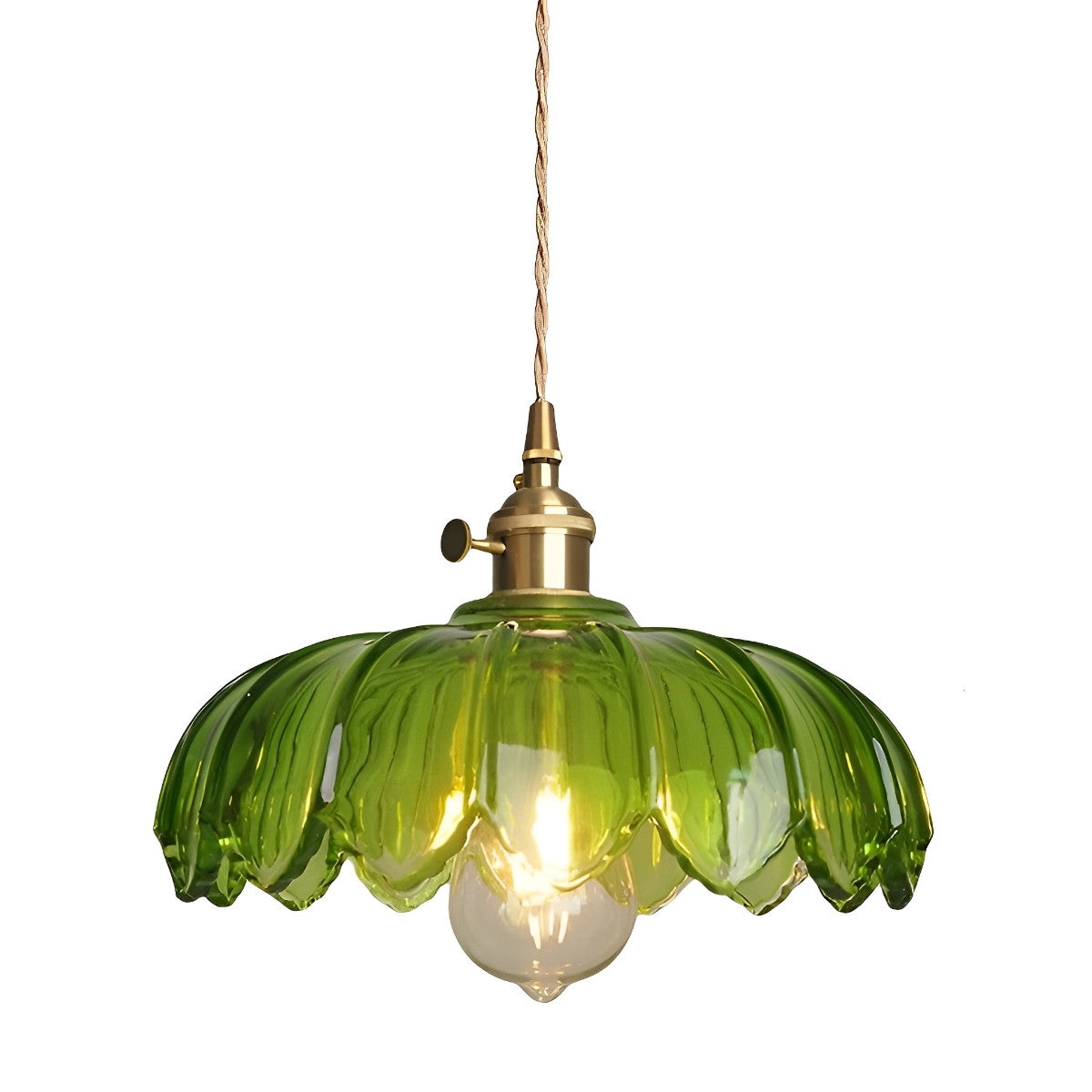Retro Flower Glass Brass Kitchen Pendant Lighting Chandelier Hanging Lamp