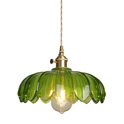 Retro Flower Glass Brass Kitchen Pendant Lighting Chandelier Hanging Lamp