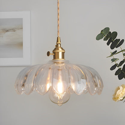 Retro Flower Glass Brass Kitchen Pendant Lighting Chandelier Hanging Lamp