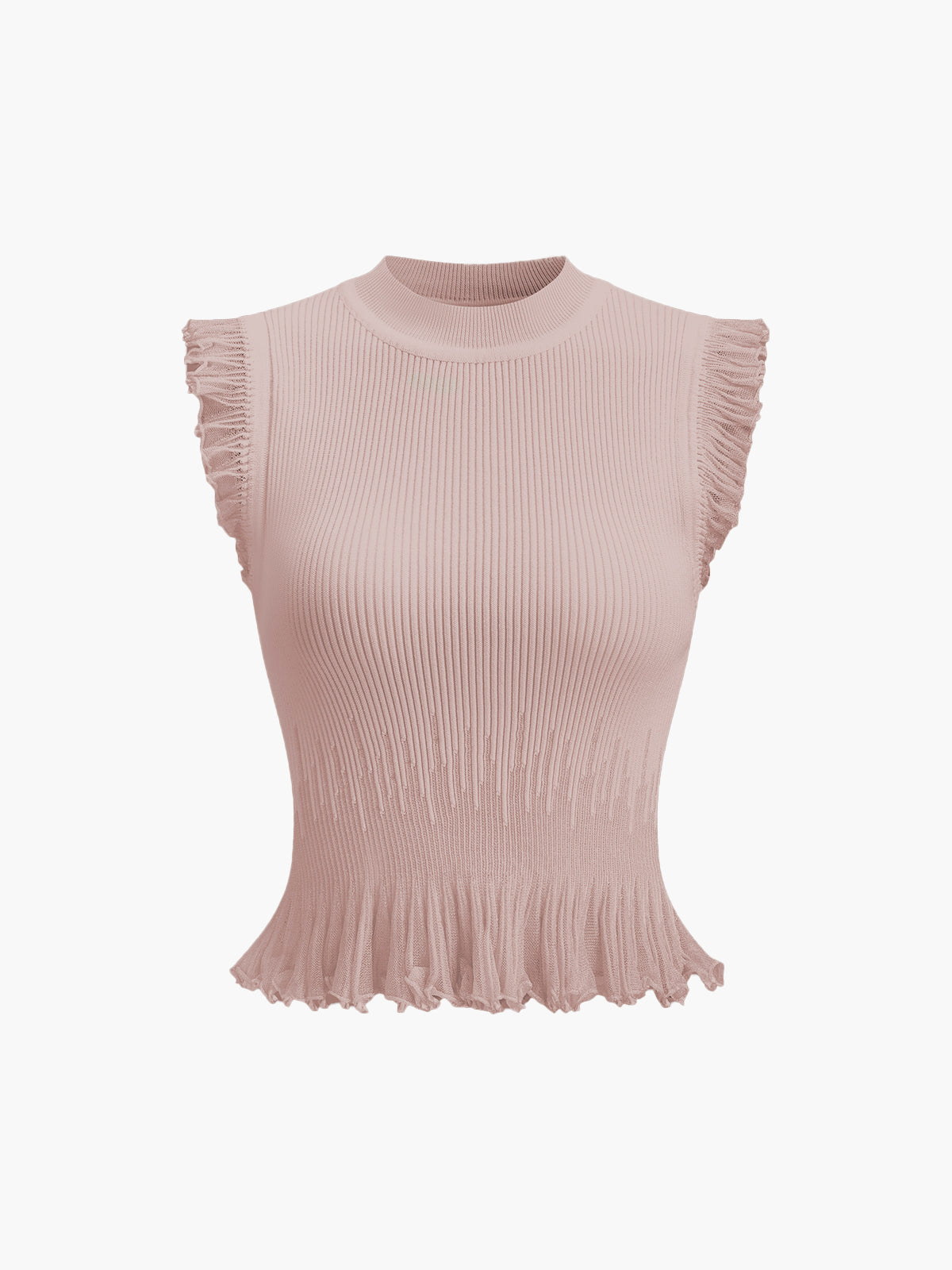 Ribbed Knit Ruffle Top