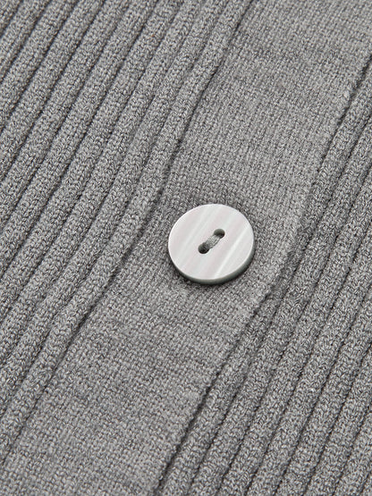 Ribbed Lapel Slim Cardigan
