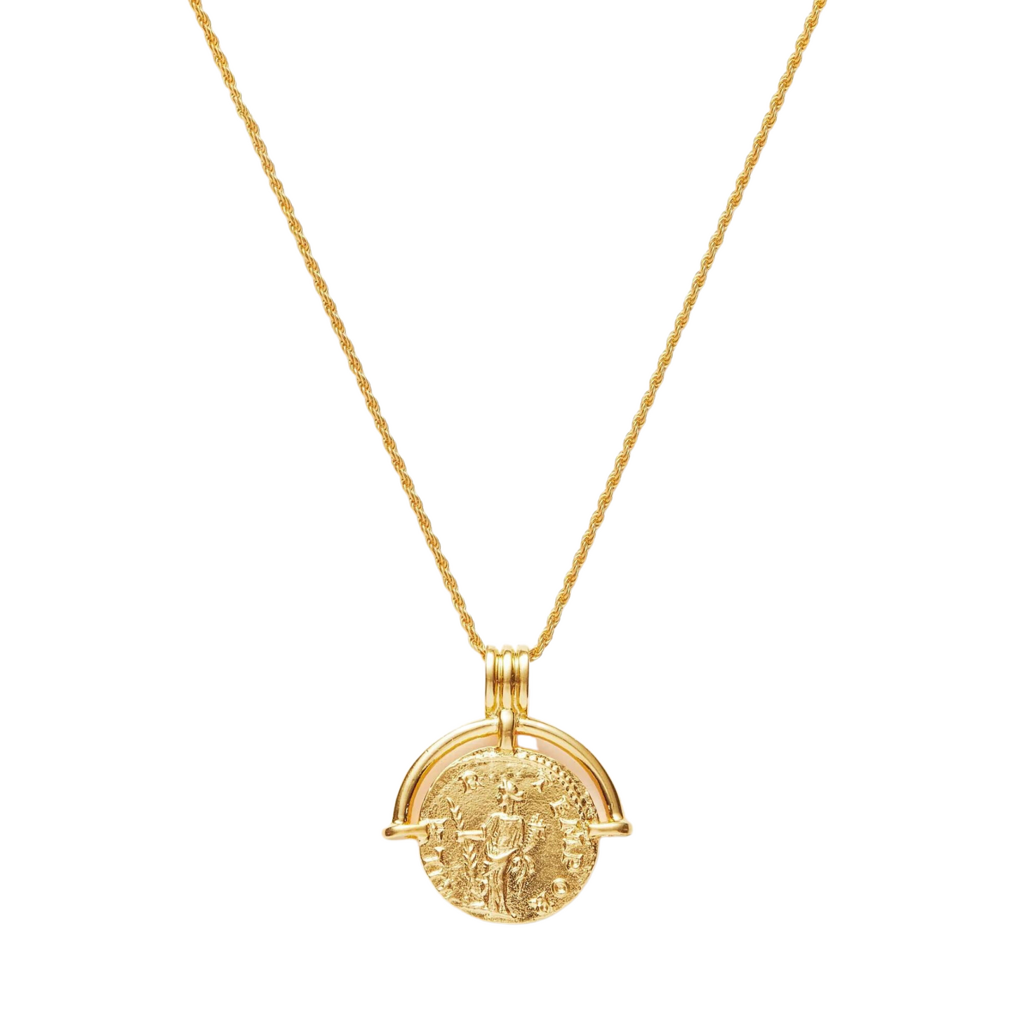 Roman Vintage Coin Necklace, 925 Silver, 18K Gold Plated