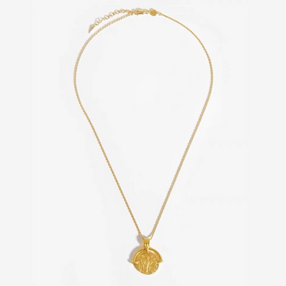 Roman Vintage Coin Necklace, 925 Silver, 18K Gold Plated