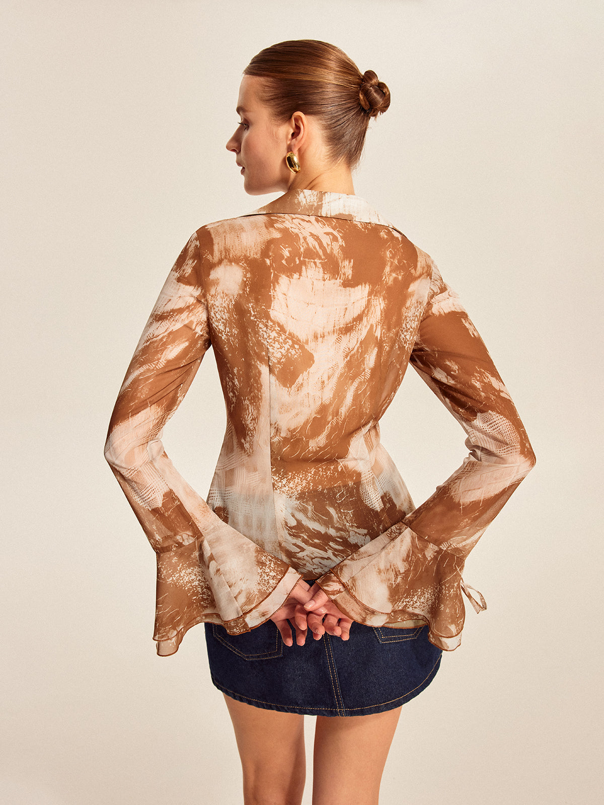 Ruffled Bell Sleeve Blouse