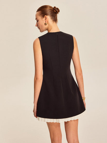 Ruffled Hem Keyhole Tie Detail Dress