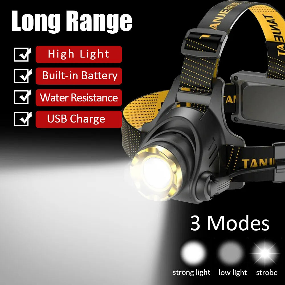 990000LM LED Rechargeable Headlamp – Zoomable Tactical Head Torch