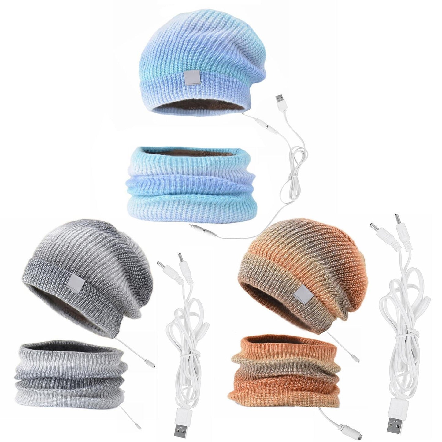 Conjunto acogedor 2 en 1 de gorro y bufanda con calefacción USB para invierno