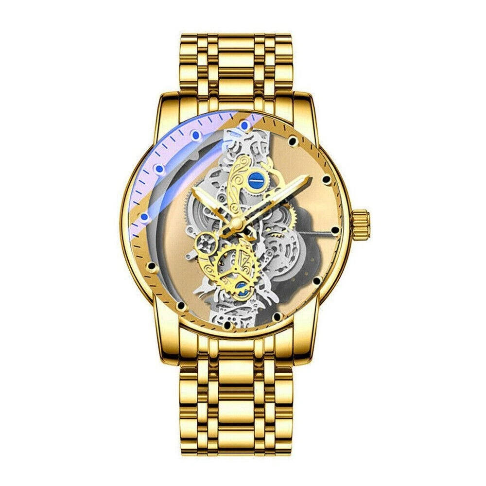 Skeleton Men's Automatic Quartz Stainless Steel Watch
