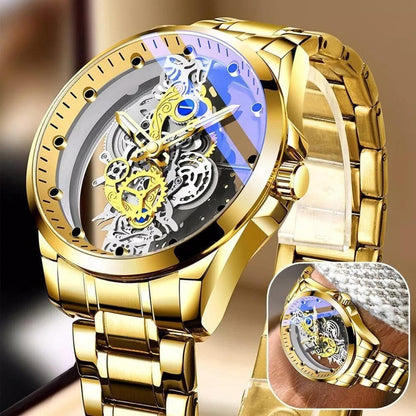 Skeleton Men's Automatic Quartz Stainless Steel Watch