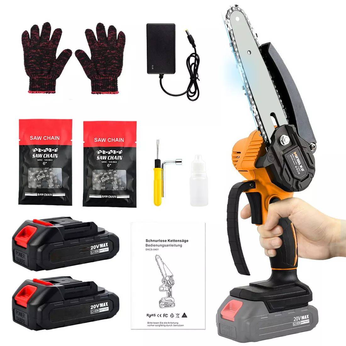 Draadloze mini elektrische kettingzaag
