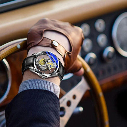 Skeleton Men's Automatic Quartz Stainless Steel Watch